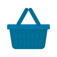 Shopping basket icon. A simple flat design illustration of a shopping basket, commonly used for carrying items during a purchase. This icon represents commerce and retail.