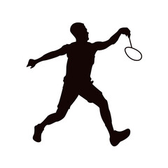 Athlete swinging tennis racket