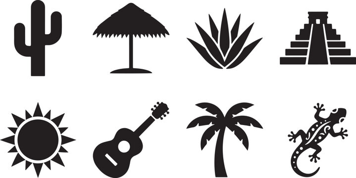 Exotic Caribbean Tropical Icon Set