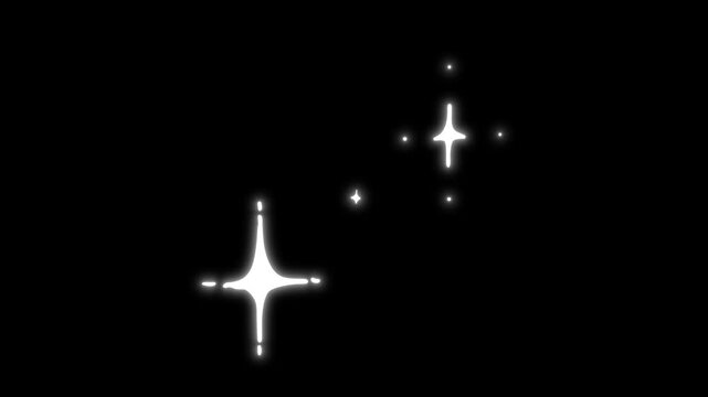 Sparkling twinkling Star or blinking light effect. sparkling bokeh stars lights. twinkling star, vector star light effect doodle style, Twinkle stars starlight on chroma key black screen. 4k