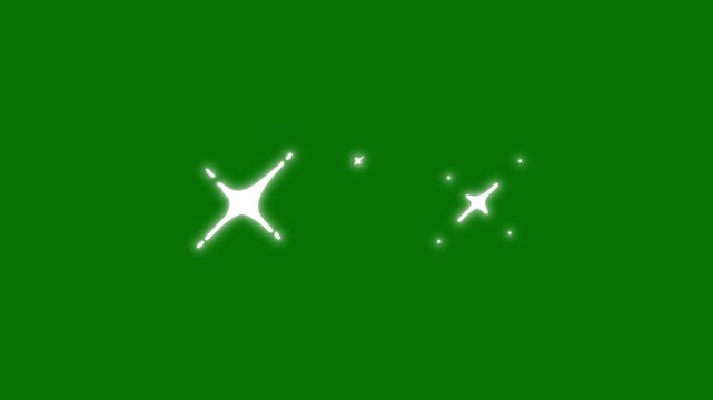 Twinkle Star Sparkling Starry Night with Twinkling Lights. Twinkle Sparkling stars Shine animation, Vector, doodles style stars blinking effects, Magic Glow Effect Green Screen. 4k animation