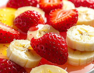 Fresh Fruit Salad with Strawberries and Banana Macro