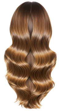 voluminous bronde hair, high-contrast golden highlights, styled in flawless hollywood waves, high-gloss finish against a transparent background. concept for luxury hair product advertisement