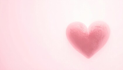 Obraz premium A soft pink heart shape, delicately textured, floats on a bright, ethereal background