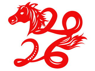 Red horse and serpent illustration