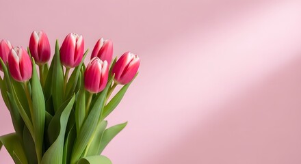 Fototapeta premium Happy mother's day bouquet of pink tulips for mom's special day
