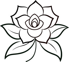 watercolor  style flower outline  vector  on white background