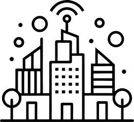 smart city with 5g network connection vector  outline  on white background 