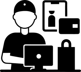 online shopping  delivery  concept vector  silhouette on white background 