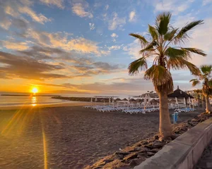 Sierkussen Canarische Eilanden Zonsondergang strand Costa Adeje Tenerife  © Sue Burton