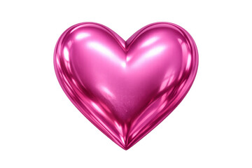 Fototapeta premium Pink metallic heart balloon showing love, romance, and celebration, with a glossy reflective surface. Isolated object
