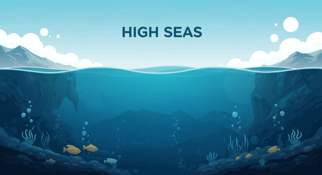 Deep Dive into High Seas: An illustration of the ocean's depths, offering a glimpse beneath the waves to reveal the mysteries of the underwater world, exploring the marine ecosystem.