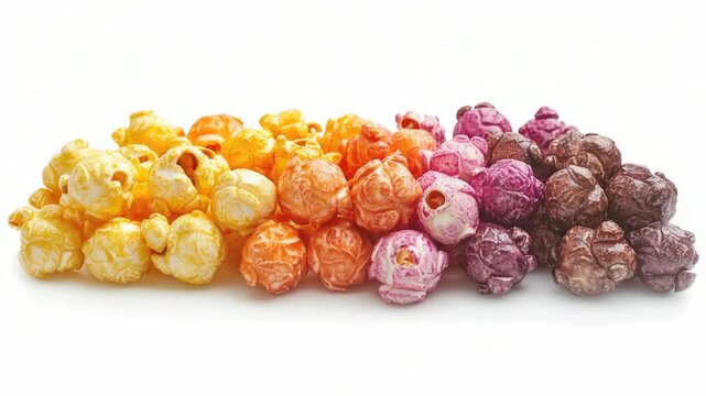 Video A heap of popcorn sits atop a clean white surface, ready for snacking or use in various creative projects