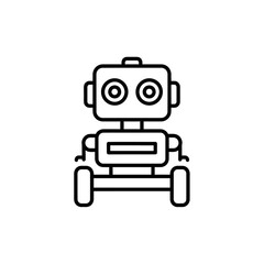 Obraz premium Cute Robot Line Icon – Friendly Robotics Character Symbol for Technology, AI & Kids Design