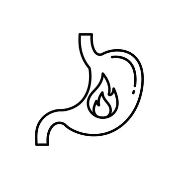 Stomach Acid Reflux Icon &ndash; Gastric Heartburn and Digestive Health Symbol for Medical Design