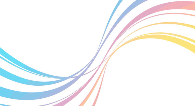 Colorful abstract wavy lines on white background.