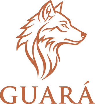 Guar&aacute; wolf logo vector illustration minimalist line art animal emblem modern branding symbol isolated wildlife design