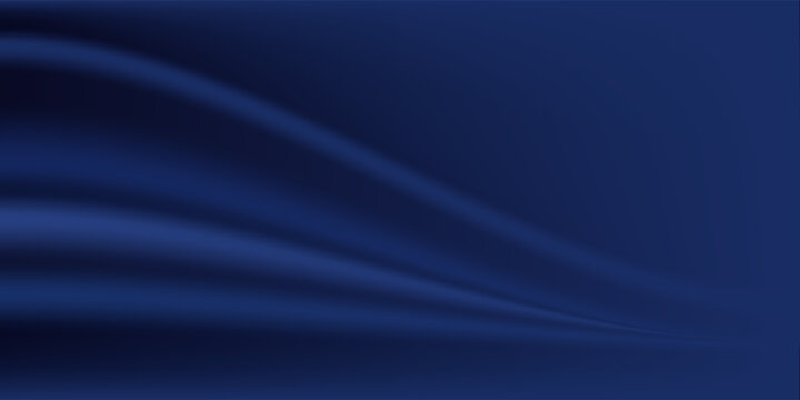 Navy blue silk satin. Silky shiny fabric. Dark luxury background with space for design. Banner. Wide. Long. Panoramic. Template. Empty. Flat lay, top view table. Beautiful.Elegant.Birthday,Christmas.