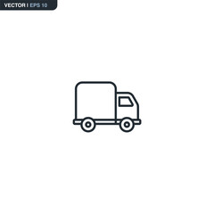 Shipping truck, linear style sign for mobile concept and web design