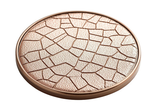 Round surface with dry, cracked, mosaic, geometric pattern