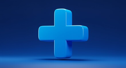 Obraz premium Blue plus sign on blue background