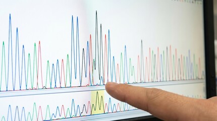 Detailed DNA Sequence Analysis with Peaks and Colors on Genetic Data Graph