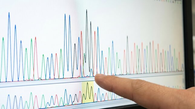 Detailed DNA Sequence Analysis with Peaks and Colors on Genetic Data Graph