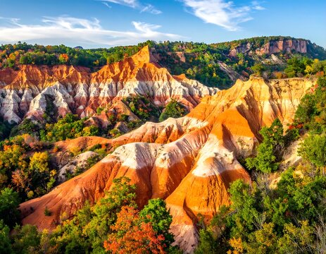 Colorful Rock Formations and Lush Greenery at Hells Kitchen.