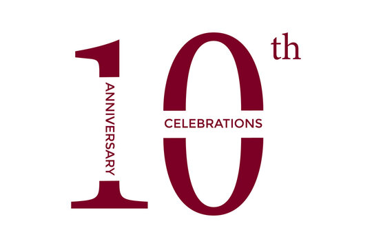 10th anniversary celebrations in red on a white background.