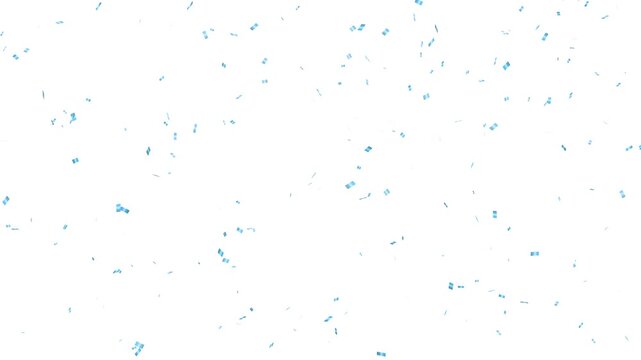 Blue confetti falling animation, confetti rain on alpha matte for celebration. Colorful confetti falling down background with alpha channel.