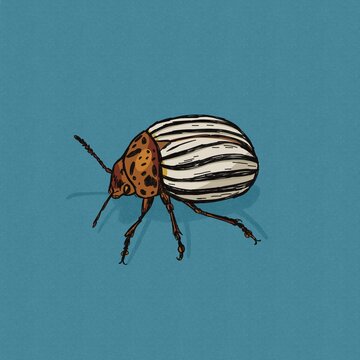 Potato Bug Illustration with textures in a hand drawn sketch style