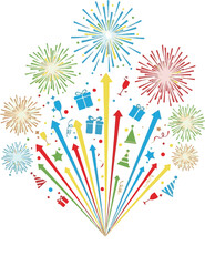 Vibrant party fireworks silhouette celebration