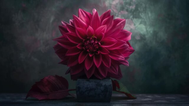 Video A single red flower sits in a decorative vase on a table, great for showcasing in an interior design or as a still life reference