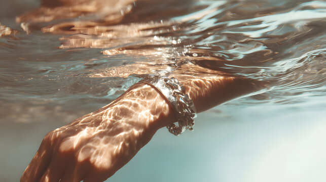 Hand with bracelet in water