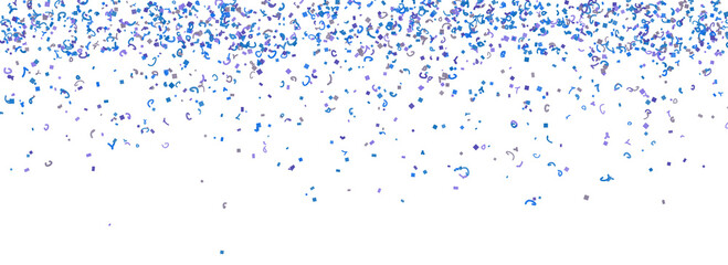 Blue confetti falling isolated on transparent background