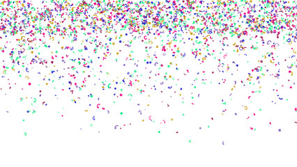 Colorful confetti falling from the top, isolated on transparent background