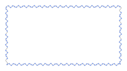 Blue wavy border frame isolated on transparent background