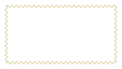 Yellow and black wavy rectangular frame isolated on transparent background