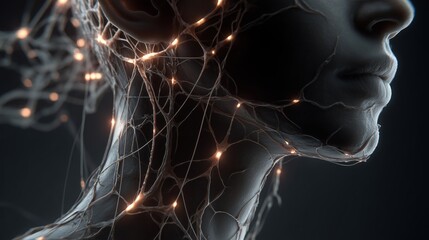 Complex connections of neurons and synapses form a network in the brain during communication between signals and the body