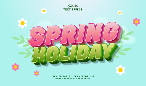 Spring Holiday Editable Text Effect 3d Modern Style