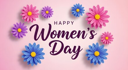 Happy women's day celebration with colorful flowers
