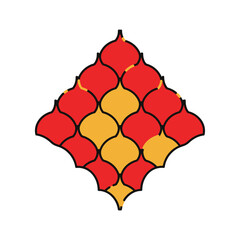 Red and Yellow Ornamental Design Element.
