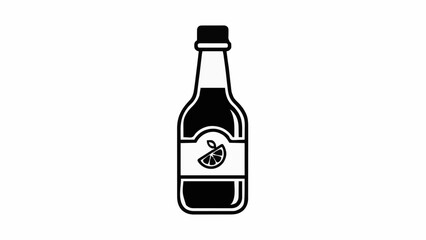Citrus beverage bottle icon with fruit slice label. Simple juice or soda container silhouette vector illustration.