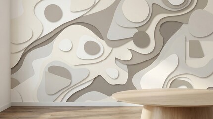 Abstract 3D Layered Organic Shapes Neutral Tones Soft Light Elegant Background
