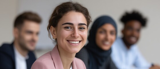 Colleague engagement meeting office professional portrait indoor close-up teamwork