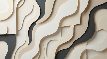 Abstract Organic Shapes In Neutral Palette With Shadow Play And Depth