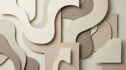 Abstract Neutral Organic Shapes Overlapping Subtle Earth Tones Minimalist Design Backdrop