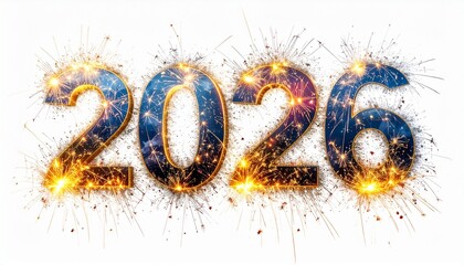 sparkling firework number 2026 new year isolated 