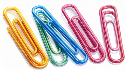 set of colorful paper clips isolated