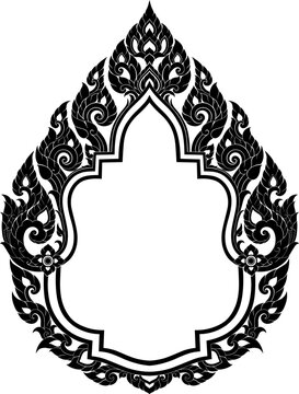 Traditional Thai Flame Ornament Frame Suitable for ceremonial designs invitations posters cultural artwork and luxury layouts